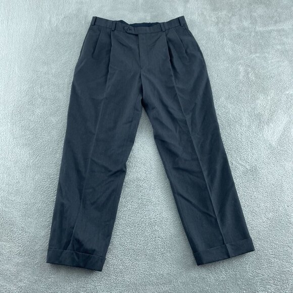 Brooks Brothers Mens 346 Black Wool Pleated Dress Pants W35 L30 4151 - Picture 1 of 9